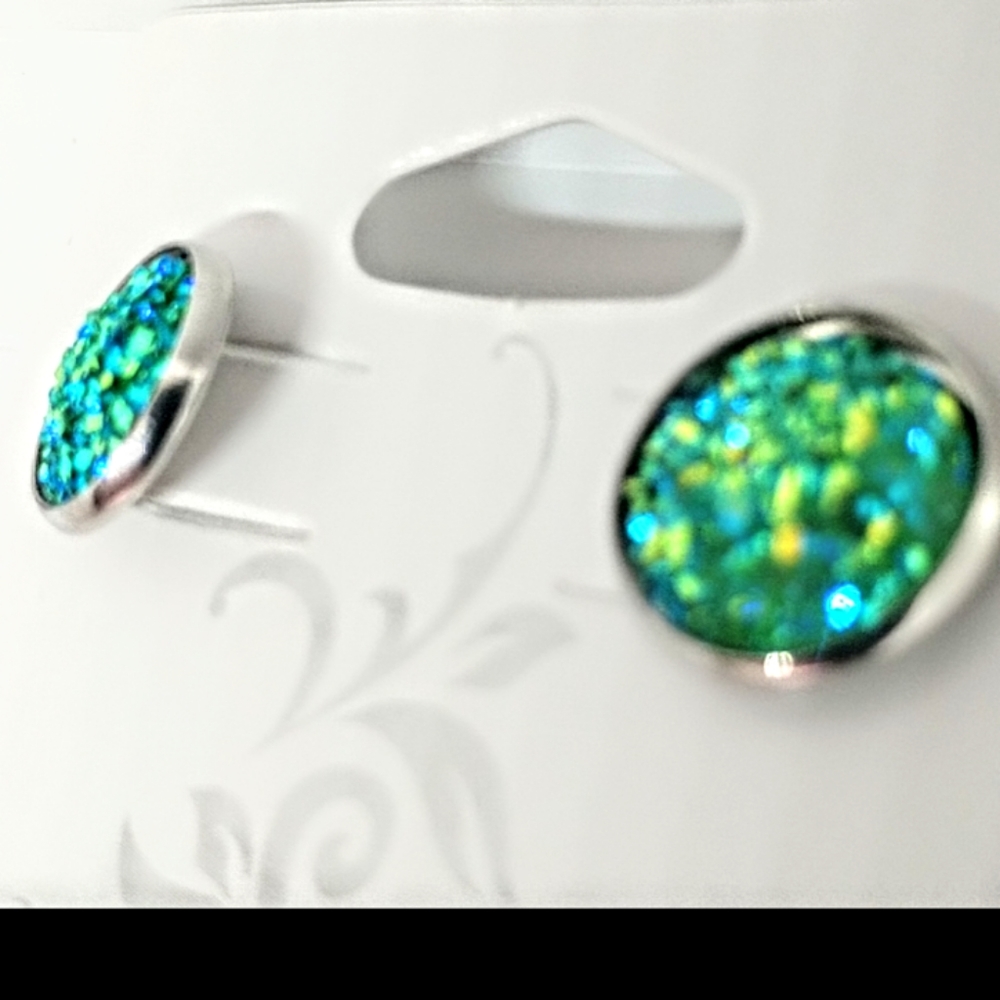 Druzy Mermaid color earrings - Picture 2 of 2